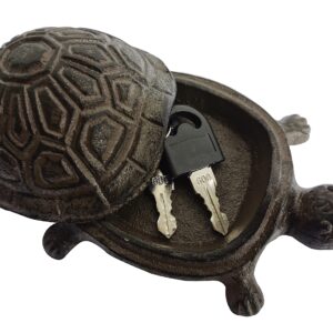 BSTGIFTS Cast Iron Turtle Key Hider - Spare Key Holder - Garden Decoration Turtle, Jewelry Trinkets Box for Key, Ear Studs, Ring, Paper Clip (Antique Brown)…