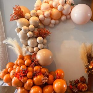 thanks giving balloons garland kit for autumn party decorations,orange off-white apricot balloons arch kit for baby shower birthday fall party