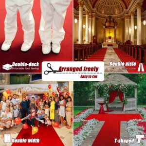 EZLucky Red Carpet Runner for Party, 2.6X15 ft, 130 GSM Felt Non-Woven Fabric, Hollywood Red Carpet for Event, Aisle Runner for Wedding Ceremony, Movie Theme Party Decorations, Red Runway Rug for Prom