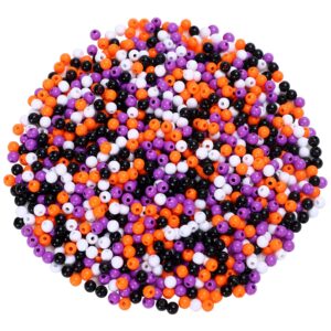 upins 1500 pcs halloween beads for jewelry making bracelets crafts 6mm halloween spacer hair pony beads round plastic small charms orange purple black white diy for necklace supplies