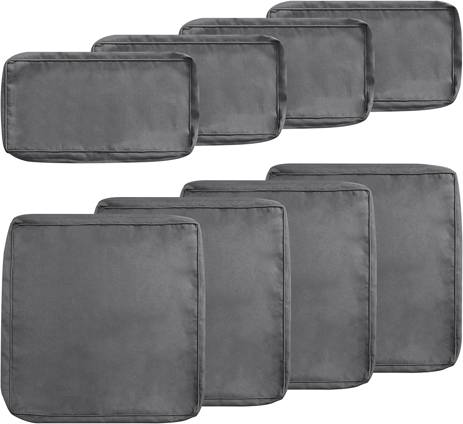 Crownland 8-Piece Patio Cushion Slipcovers for Outdoor Furniture Patio Sofa Couch Outside Zipper Design with 4 Seat Cushion Covers and 4 Back Covers, Suitable for Replacement Sofa Seat (Grey)