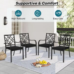 Basic Beyond Outdoor Chair Cushions for Patio Furniture, Waterproof Outdoor Cushions, Square Corner Patio Chair Cushions Set of 4 with Ties, 18.5"x16"x3", Black