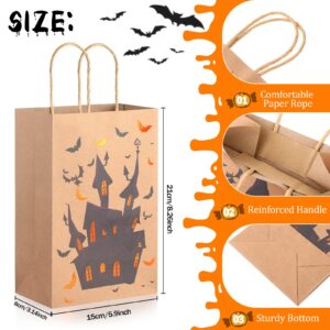 Yexiya Halloween Treat Bags Kraft Paper Candy Gift Bags with Handles Goodies Bags for Halloween Party Favors Supplies Bulk (24)