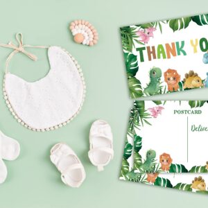 Safari Jungle Thank You Postcards,Dinosaur Themed Double-Sided Blank Thank You Note Cards for Baby Shower, Bridal Shower, Wedding, Birthday, Business, Retirement Party,4x6 Inches(25 Pack)