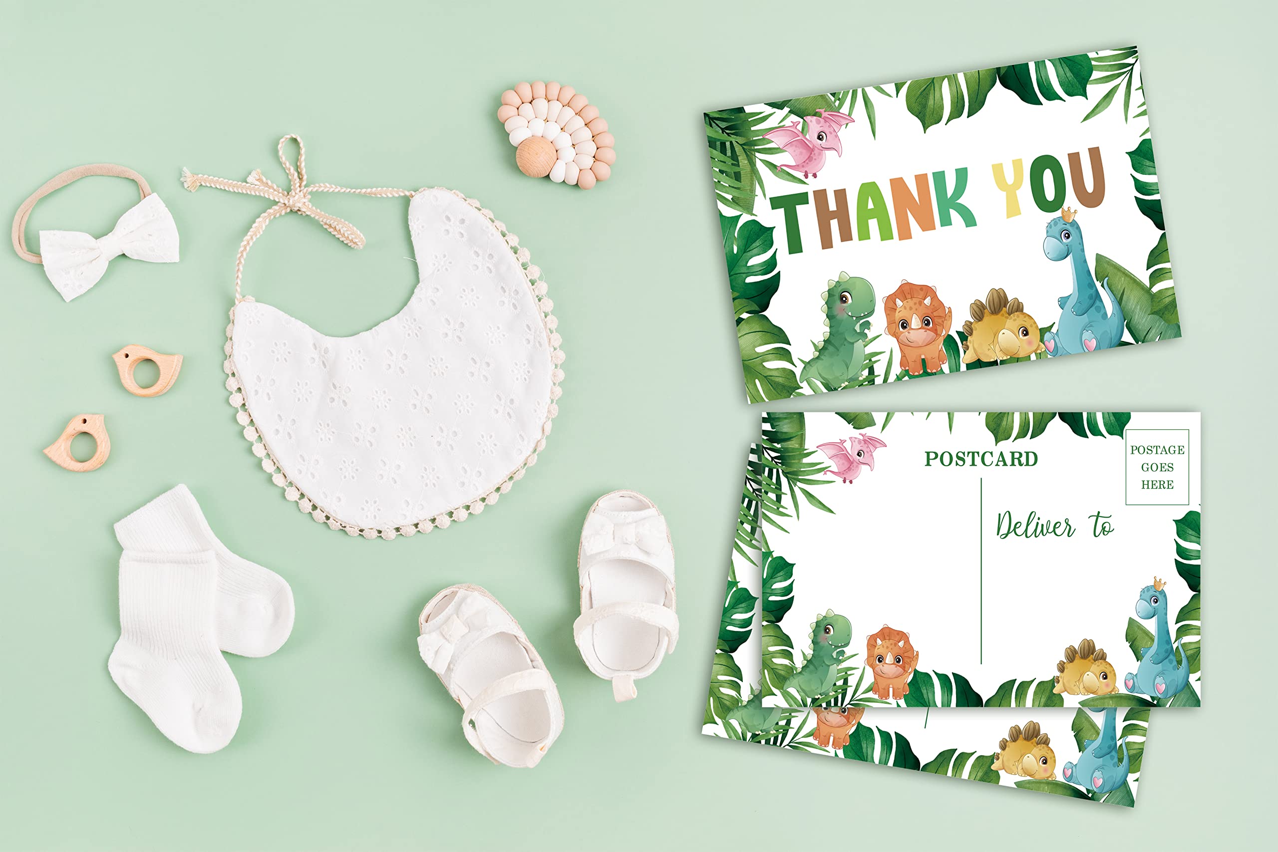 Safari Jungle Thank You Postcards,Dinosaur Themed Double-Sided Blank Thank You Note Cards for Baby Shower, Bridal Shower, Wedding, Birthday, Business, Retirement Party,4x6 Inches(25 Pack)