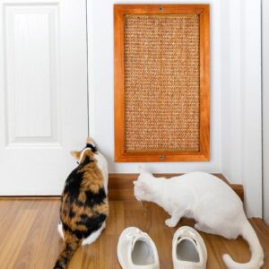 LSAIFATER Cat Scratching Post - Large, Wooden Sisal Cat Wall Scratcher, Floor or Wall Mounted Vertical Cat Scratch Pad for Indoor Cats Adults or Kittens, Cat Wall Furniture Protector