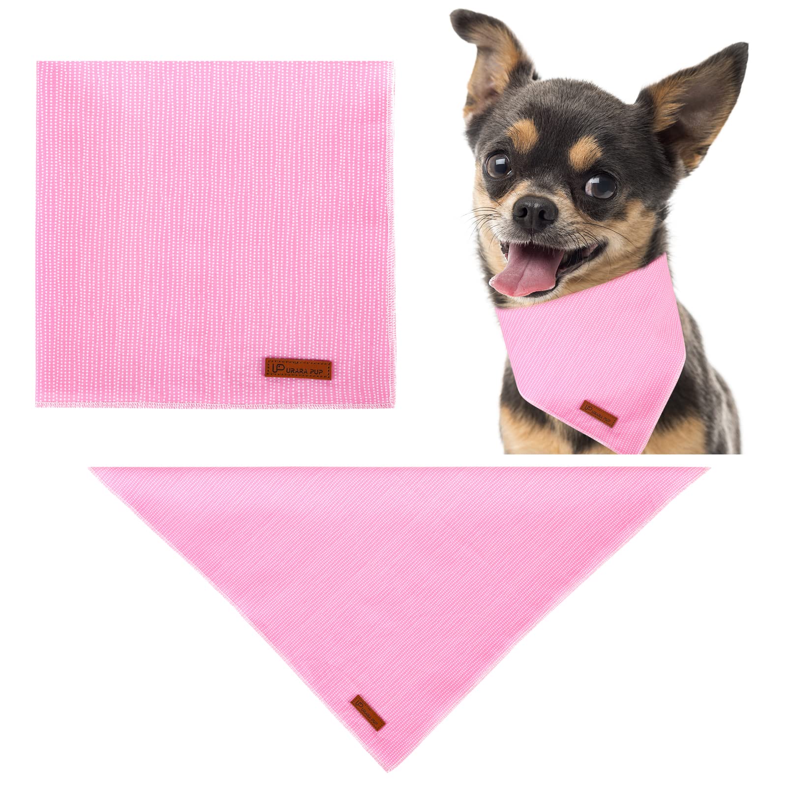 UP URARA PUP Dog Bandana, Comfortable Cotton Triangle Bid Scarf for Medium Large Dog, Washable Pet Kerchief for Girl Female Dogs, Pink Adorable Bandana Dog, Cute Classic Dog Bid Scarf