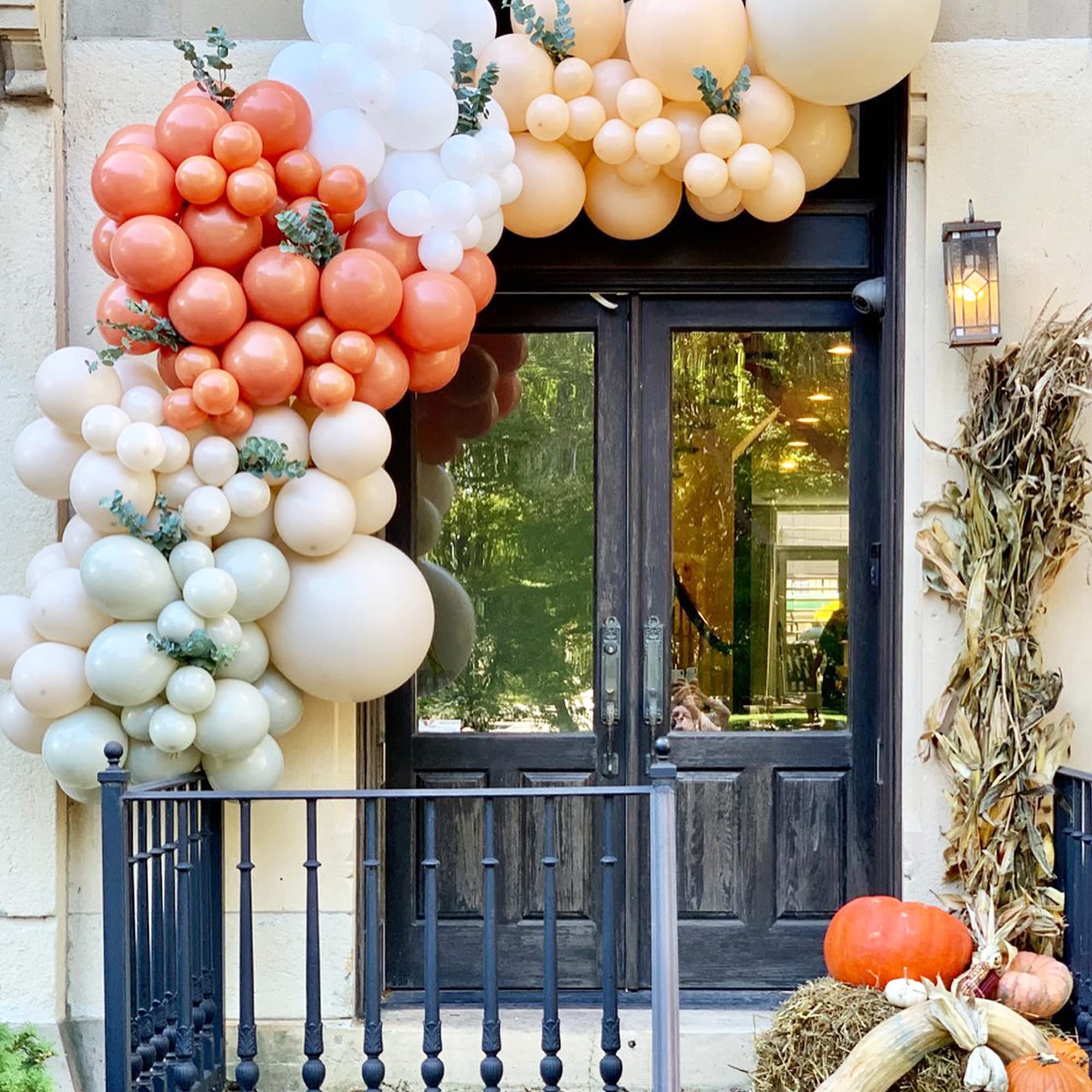 Thanks Giving Balloons Garland Kit for Autumn Party Decorations,Orange Off-White Apricot Balloons Arch Kit for Baby Shower Birthday Fall Party