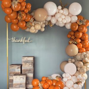 Thanks Giving Balloons Garland Kit for Autumn Party Decorations,Orange Off-White Apricot Balloons Arch Kit for Baby Shower Birthday Fall Party