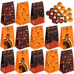 durony 24 pieces thanksgiving day gift bags thanksgiving paper party favor bags thanksgiving treat bags with round stickers thank you gift bags goodie bags for fall thanksgiving party favors