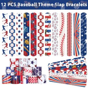 Erweicet Baseball Party Favors Set 72 PCS Baseball Slap Straws Silicone Bracelets Tattoo Stickers Mini Bouncy Balls Toy for Goodie Bag Fillers Baseball Themed Birthday Party Supplies