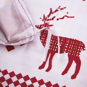 Christmas Duvet Cover Set King, Reversible Reindeer Red Plaid Comforter Cover with Zipper Closure, 3 Pieces Soft Microfiber New Year Xmas Holiday Bedding Cover Set with 2 Pillowcases