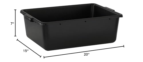 Krollen Industrial 6-Pack 20" x 15" x 7" 9 Gallon Black Polypropylene Plastic Bus Tub/Bus Box