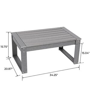 LAUREL CANYON Outdoor Coffee Table HDPE Recycled Plastic Patio Porch, Yard, Park, Lawn, Slate Grey