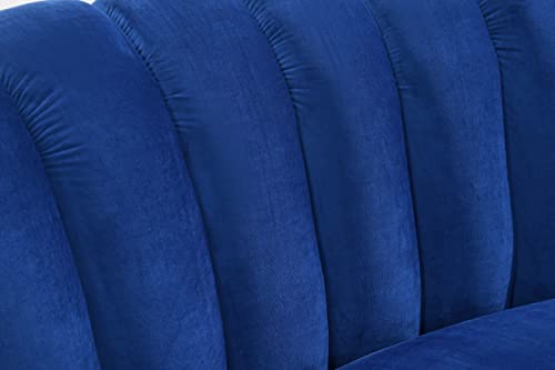 Legend Furniture Velvet Curved Sectional Round-Shaped Couch for Living Room Standard Sofa, 142", Blue