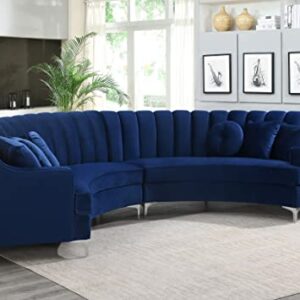 Legend Furniture Velvet Curved Sectional Round-Shaped Couch for Living Room Standard Sofa, 142", Blue