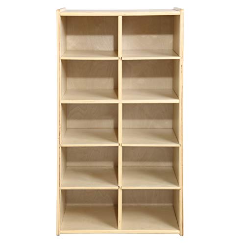 ECR4Kids Streamline 10 Cubby Tray Cabinet with Scoop Front Storage Bins, 5x2, Classroom Furniture, Powder Blue