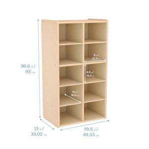 ECR4Kids Streamline 10 Cubby Tray Cabinet with Scoop Front Storage Bins, 5x2, Classroom Furniture, Powder Blue