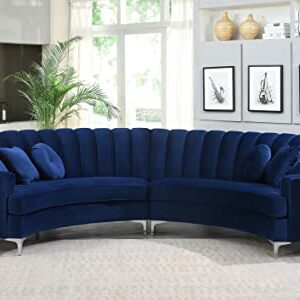 Legend Furniture Velvet Curved Sectional Round-Shaped Couch for Living Room Standard Sofa, 142", Blue