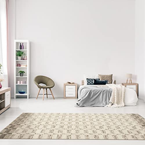 LUXE WEAVERS Checkered Geometric Beige 5x7 Area Rug, Indoor Carpet