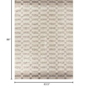 LUXE WEAVERS Checkered Geometric Beige 5x7 Area Rug, Indoor Carpet