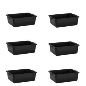 krollen industrial 6-pack 20" x 15" x 7" 9 gallon black polypropylene plastic bus tub/bus box