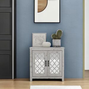 Galano Millicent 12 Pair Shoe Storage with Adjustable Shelf, Freestanding Organizer with Acrylic Mirror Doors for Entryway, Small Narrow Shoe Rack Cabinet, 13.4" D x 30.9" W x 30.2" H, Mexican Grey