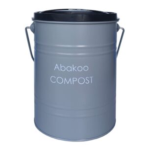 Abakoo Stainless Steel Compost Bin - Premium Grade 304 Stainless Steel Kitchen Composter - Includes 4 Charcoal Filter, Indoor Countertop Kitchen Recycling Bin Pail (1.0 Gallon (Galvanized))