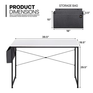 MoNiBloom Computer Desk 40 Inches with A Storage Bag, Student Laptop Writing Desks for Samll Space Home Office, White