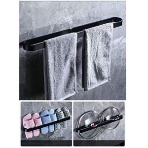 KLZUOPT Kitchen Towel Rack Wall Mounted Black, Self Adhesive Bathroom Towel Bar, Space Aluminum Rust Towel Holder for Kitchen Cabinet, Wall Hangers Tower Rail No Drilling Bath Tower Rack