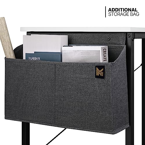 MoNiBloom Computer Desk 40 Inches with A Storage Bag, Student Laptop Writing Desks for Samll Space Home Office, White