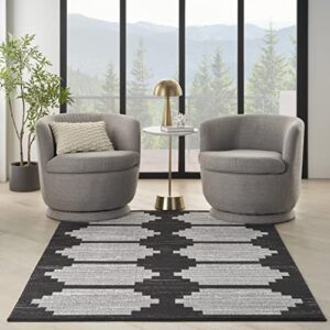 Nourison Modern Passion Geometric Black/Grey 6' x 9' Area -Rug, Easy -Cleaning, Non Shedding, Bed Room, Living Room, Dining Room, Kitchen (6x9)