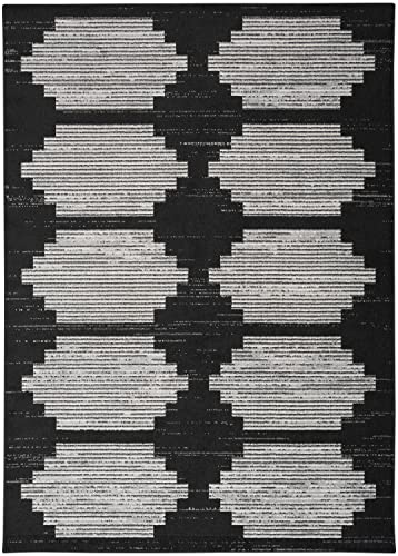 Nourison Modern Passion Geometric Black/Grey 6' x 9' Area -Rug, Easy -Cleaning, Non Shedding, Bed Room, Living Room, Dining Room, Kitchen (6x9)