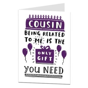 limalima funny birthday card cousin being related to me