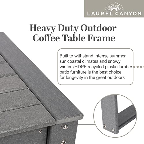 LAUREL CANYON Outdoor Coffee Table HDPE Recycled Plastic Patio Porch, Yard, Park, Lawn, Slate Grey