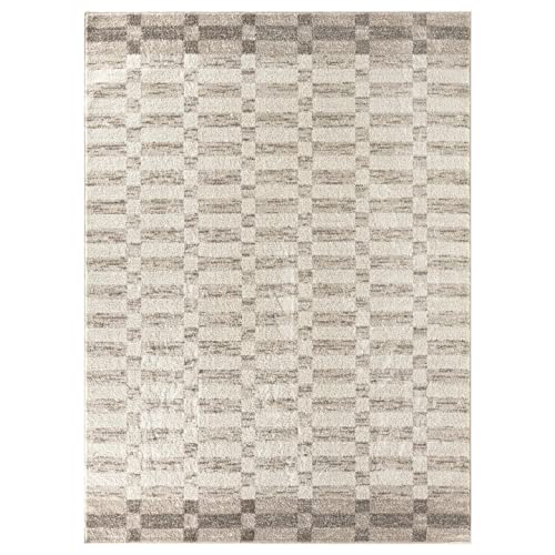 LUXE WEAVERS Checkered Geometric Beige 5x7 Area Rug, Indoor Carpet