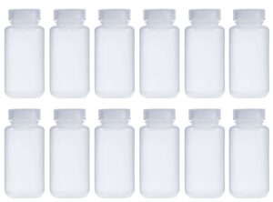 luerflex 250ml 8oz nature wide mouth pp plastic reagent bottles with caps pack of 12