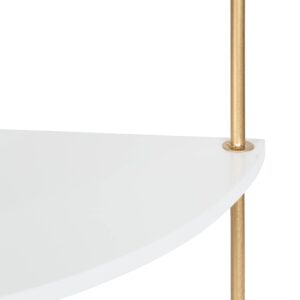 Kate and Laurel Walters Glam Wall Mounted Corner Shelf, 17 x 12 x 35, White and Gold, Decorative Three Tier Corner Wall Shelf for Storage and Display