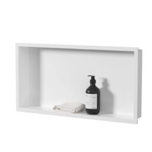 Neodrain No Tile Shower Niche, White Shower Niche Bathroom Shelf, (Outside Size 25.1"x13.1") (Inner Size 24" X 12" X 4"), NO Tile Needed Recessed Niche Shower for Storage