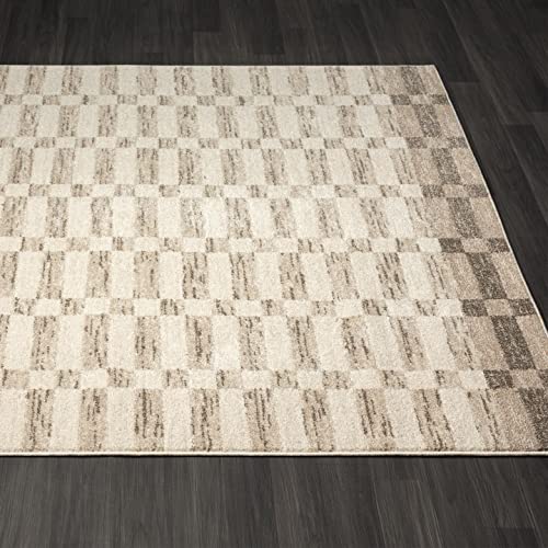 LUXE WEAVERS Checkered Geometric Beige 5x7 Area Rug, Indoor Carpet