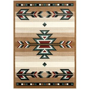 home dynamix premium sagrada southwestern geometric area rug beige/green, 5'2"x7'4"