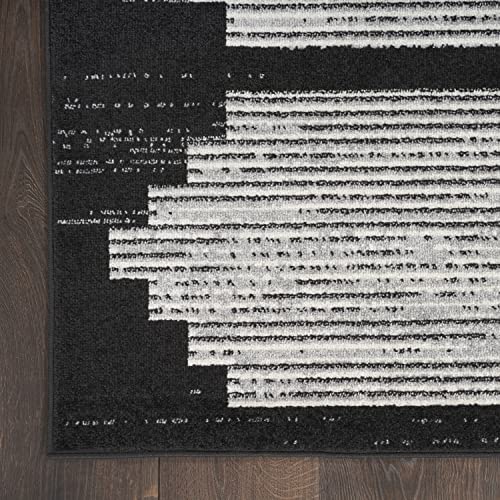 Nourison Modern Passion Geometric Black/Grey 6' x 9' Area -Rug, Easy -Cleaning, Non Shedding, Bed Room, Living Room, Dining Room, Kitchen (6x9)