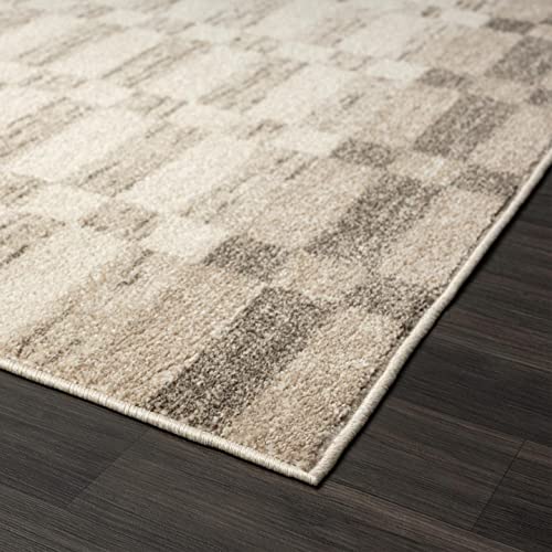 LUXE WEAVERS Checkered Geometric Beige 5x7 Area Rug, Indoor Carpet