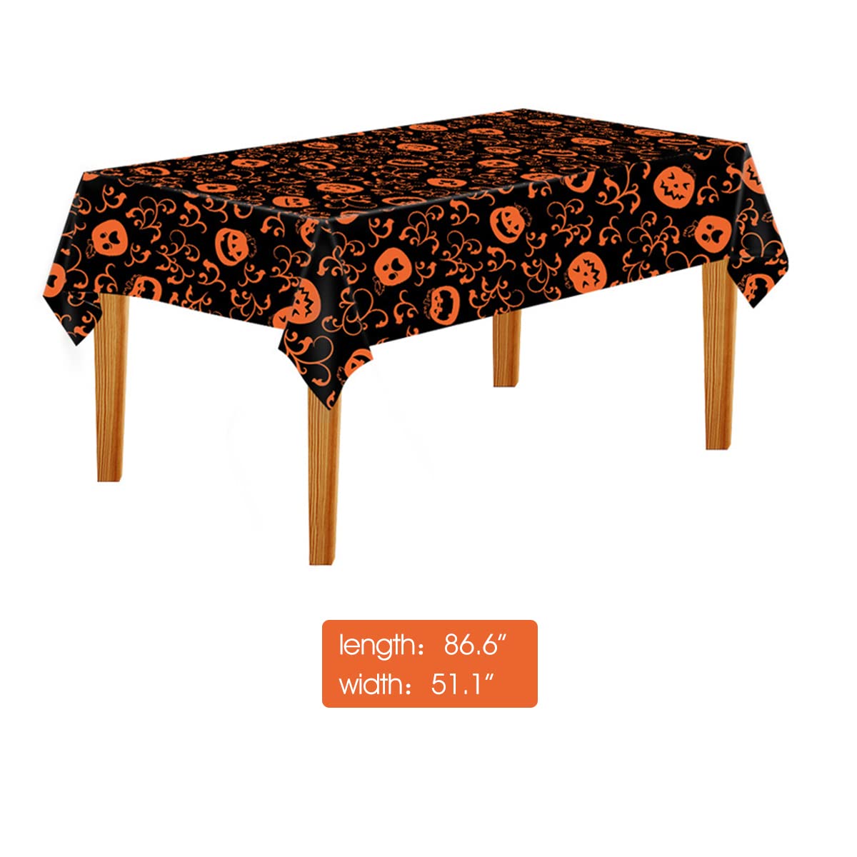 CIEOVO 6 Pieces Halloween Table Cover, Halloween Rectangle Plastic Tablecloth Pumpkin Cobweb Spider Pattern Table Cover for Halloween Kitchen Dinning Room Party Decoration Supplies