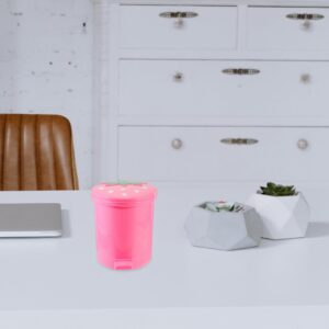 NUOBESTY Desktop Trash Can Desk Trash Can Pink Room Decor Small Fruit Trash Can Mini Recycle Bin Kawaii Decorative Flower Decorative Trash Can Pink Decor Office Plastic with Cover Trash Bin