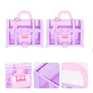 2pcs Box Treasure Chest Cosmetic Container Kids Jewelry Container Jewelry Organizer Toys for Girls Children Room Ornament Girls Bedroom Organizer Cosmetic Organizer