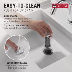 Delta Faucet Geist Single Hole Bathroom Faucet, Chrome Bathroom Faucets for Sink 1 Hole, Bathroom Sink Faucet, Faucet for Bathroom Sink, Drain Assembly Included, Chrome 15864LF