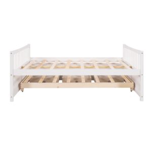 Harper & Bright Designs Full Size Daybed with Twin Size Trundle and 3 Storage Drawers, Wood Full Captain’s Bed with Trundle Bed, Full Platform Bed Great for Kids Guests Sleepovers (White)