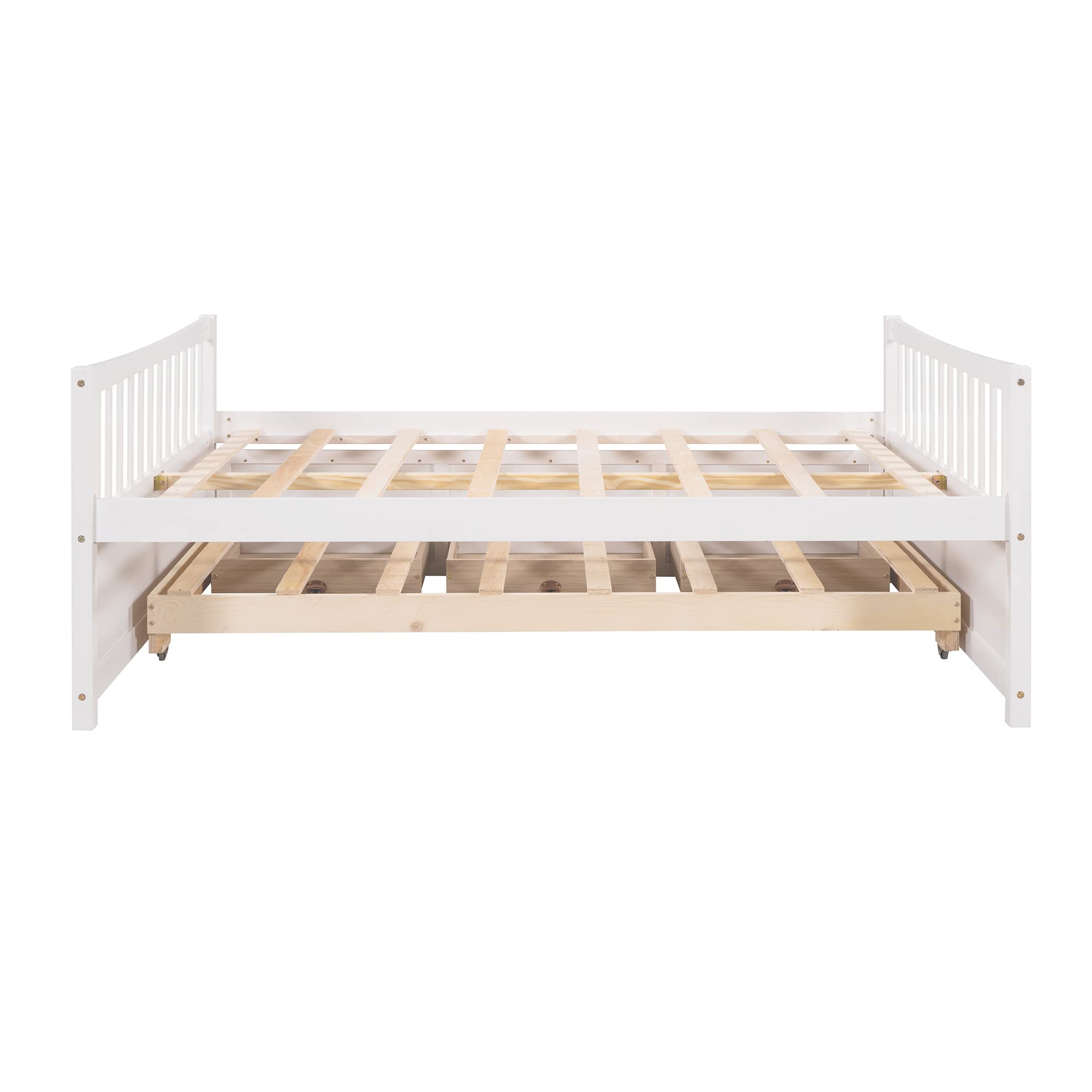 Harper & Bright Designs Full Size Daybed with Twin Size Trundle and 3 Storage Drawers, Wood Full Captain’s Bed with Trundle Bed, Full Platform Bed Great for Kids Guests Sleepovers (White)