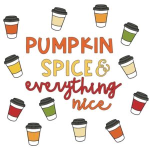 AnyDesign 50Pcs Fall Letter Coffee Cup Cutouts with 100Pcs Glue Points Pumpkin Spice & Everything Nice Cardboard Cut-Outs Muticolor Coffee Cup Paper Cutting for Office Home Autumn Theme Party Decor